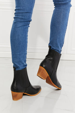 MMShoes Love the Journey Stacked Heel Chelsea Boot in Black-Mope's Closet