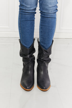 MMShoes Better in Texas Scrunch Cowboy Boots in Navy-Mope's Closet