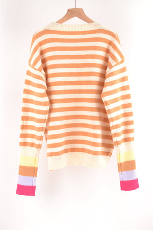 Warm Spice Striped Round Neck Sweater-Mope's Closet