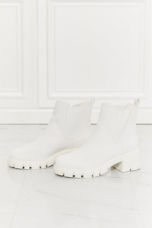 MMShoes Work For It Matte Lug Sole Chelsea Boots in White-Mope's Closet