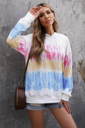 Tie-Dye Drawstring Pullover Hoodie-Mope's Closet