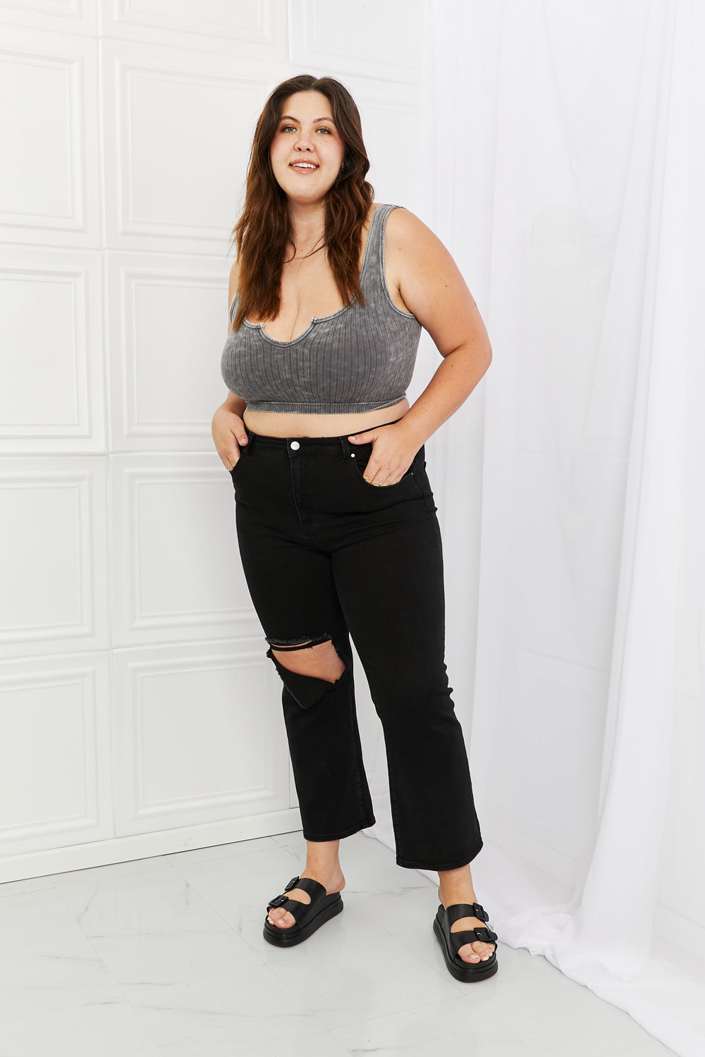 RISEN Full Size Yasmin Relaxed Distressed Jeans-Mope's Closet