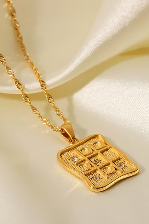 Cubic Zirconia Geometric Pendant Necklace-Mope's Closet