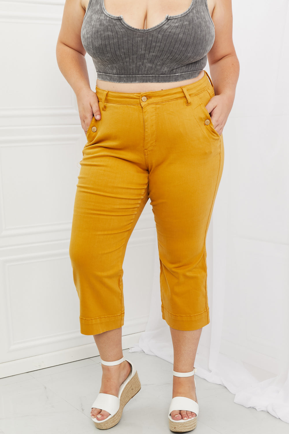 Judy Blue Jayza Full Size Straight Leg Cropped Jeans-Mope's Closet