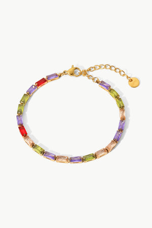 18K Gold Plated Multicolored Cubic Zirconia Bracelet-Mope's Closet