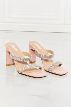 MMShoes Leave A Little Sparkle Rhinestone Block Heel Sandal in Pink-Mope's Closet