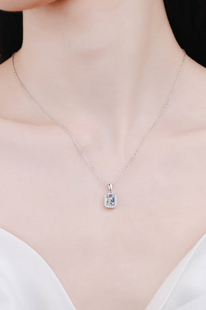 Square Moissanite Pendant Chain Necklace-Mope's Closet