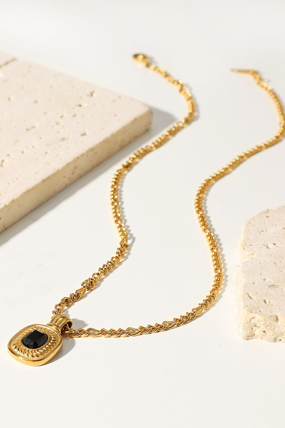 18K Gold Plated Inlaid Rhinestone Pendant Necklace-Mope's Closet