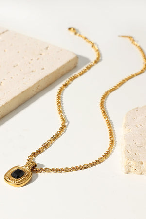 18K Gold Plated Inlaid Rhinestone Pendant Necklace-Mope's Closet
