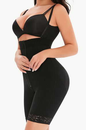 Full Size Lace Detail Zip-Up Under-Bust Shaping Bodysuit-Mope's Closet