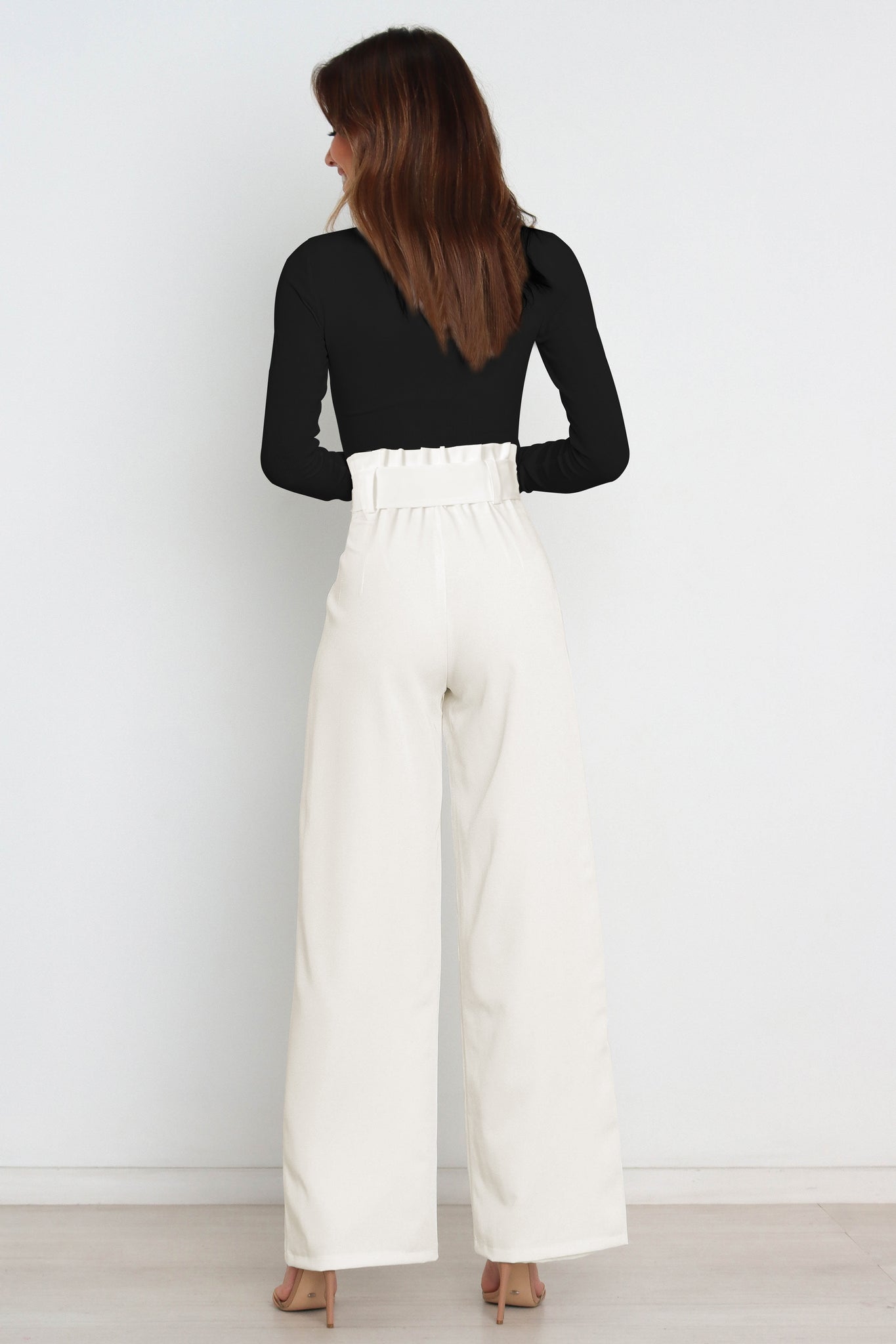 Tie Front Paperbag Wide Leg Pants-Mope's Closet