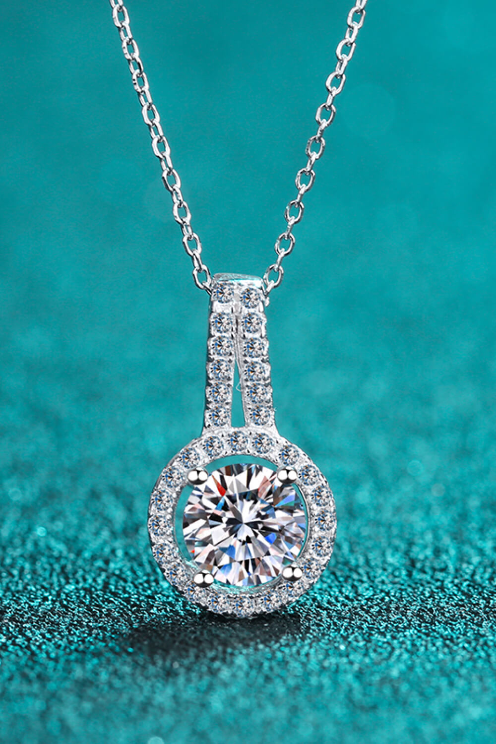 Build You Up Moissanite Round Pendant Chain Necklace-Mope's Closet