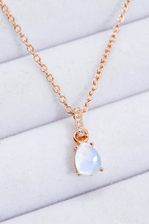 Moonstone Teardrop Pendant Necklace-Mope's Closet