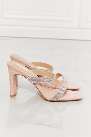 MMShoes Leave A Little Sparkle Rhinestone Block Heel Sandal in Pink-Mope's Closet