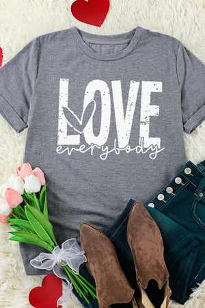 LOVE EVERYBODY Short Cuffed Sleeve T-Shirt-Mope's Closet