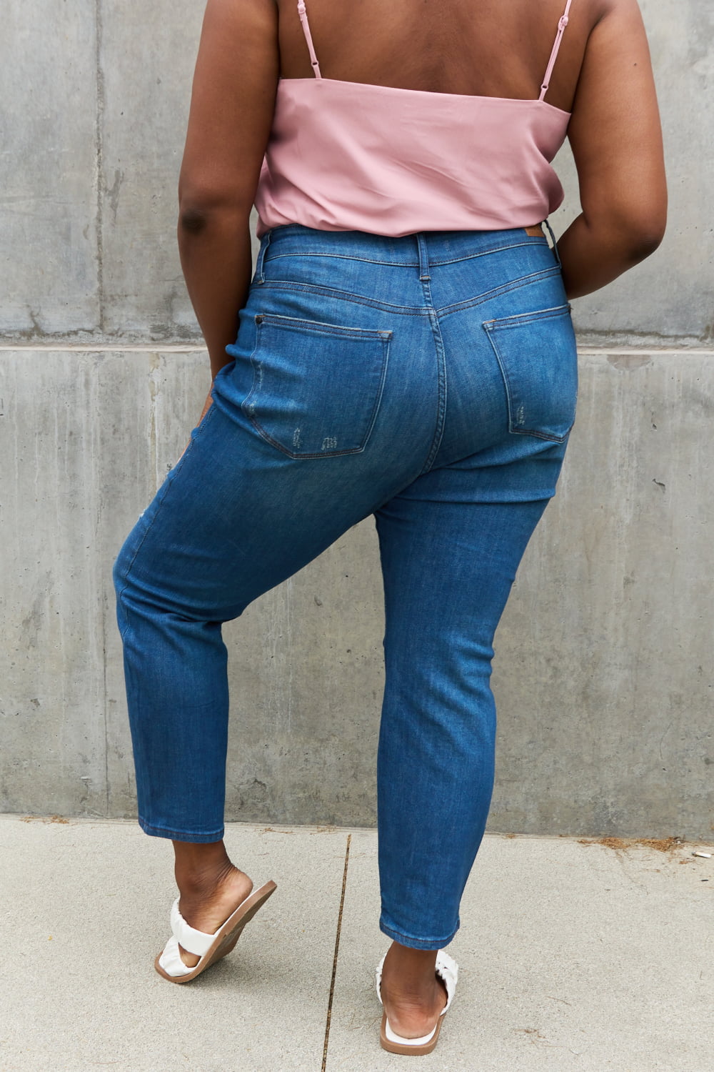 Judy Blue Melanie Full Size High Waisted Distressed Boyfriend Jeans-Mope's Closet