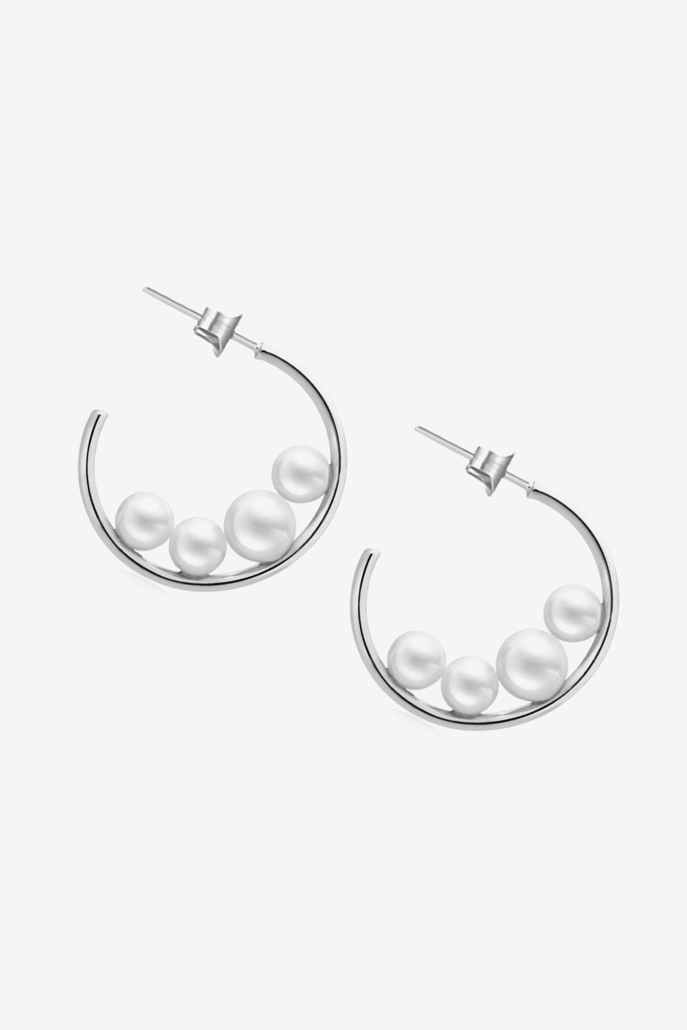 Can't Stop Your Shine Pearl C-Hoop Earrings-Mope's Closet