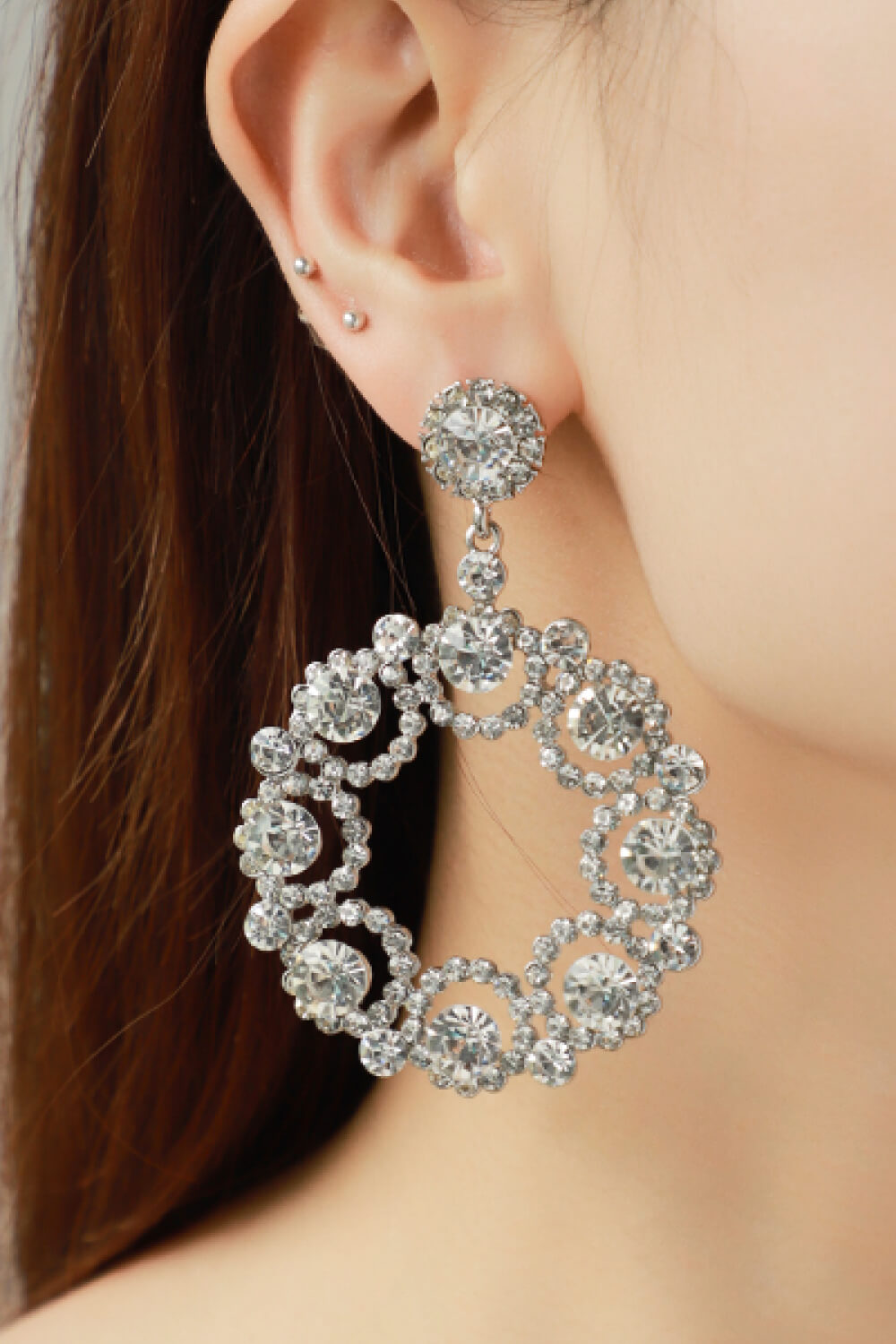 Alloy Rhinestone Round Drop Earrings-Mope's Closet