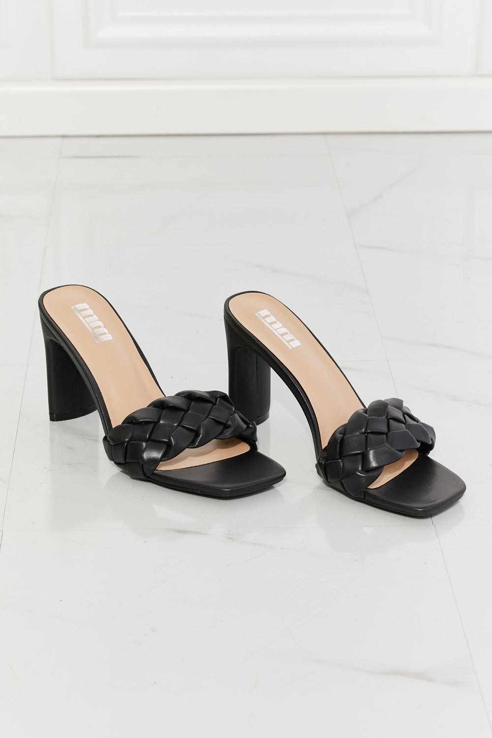 MMShoes Top of the World Braided Block Heel Sandals in Black-Mope's Closet