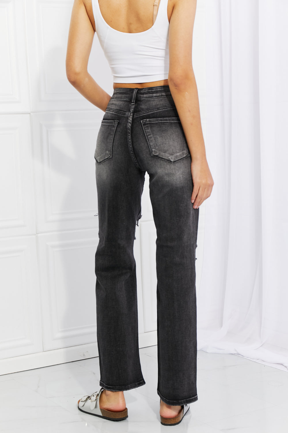 RISEN Full Size Lois Distressed Loose Fit Jeans-Mope's Closet