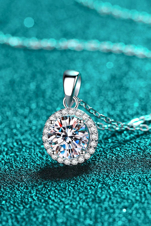 Chance to Charm 1 Carat Moissanite Round Pendant Chain Necklace-Mope's Closet