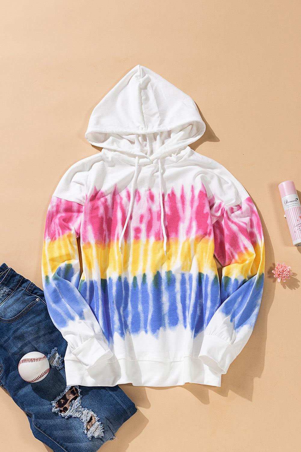 Tie-Dye Drawstring Pullover Hoodie-Mope's Closet