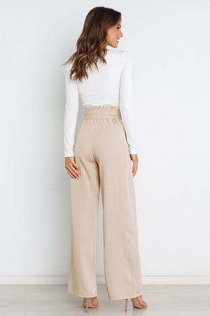 Tie Front Paperbag Wide Leg Pants-Mope's Closet