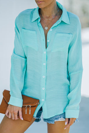 Button-Up Shirt with Breast Pockets-Mope's Closet