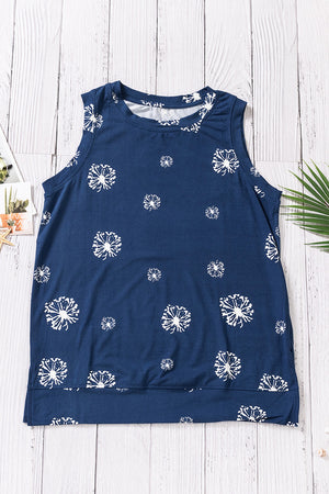 Star Print Tank with Slits-Mope's Closet