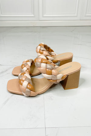 SODA Interwoven Ideas Braided Strap Block Heel Slide Sandal in Nude-Mope's Closet