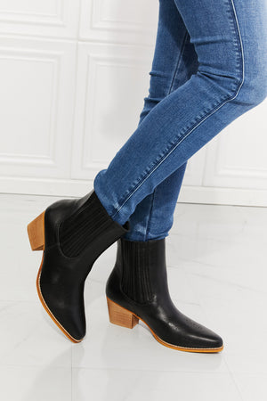 MMShoes Love the Journey Stacked Heel Chelsea Boot in Black-Mope's Closet