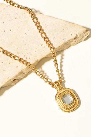 18K Gold Plated Inlaid Rhinestone Pendant Necklace-Mope's Closet
