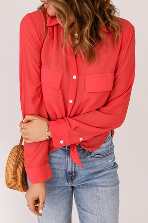 Button-Up Shirt with Pockets-Mope's Closet