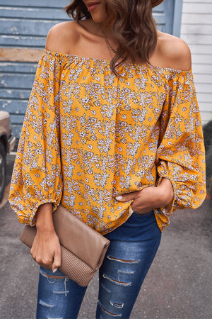 Off-Shoulder Balloon Sleeve Top-Mope's Closet