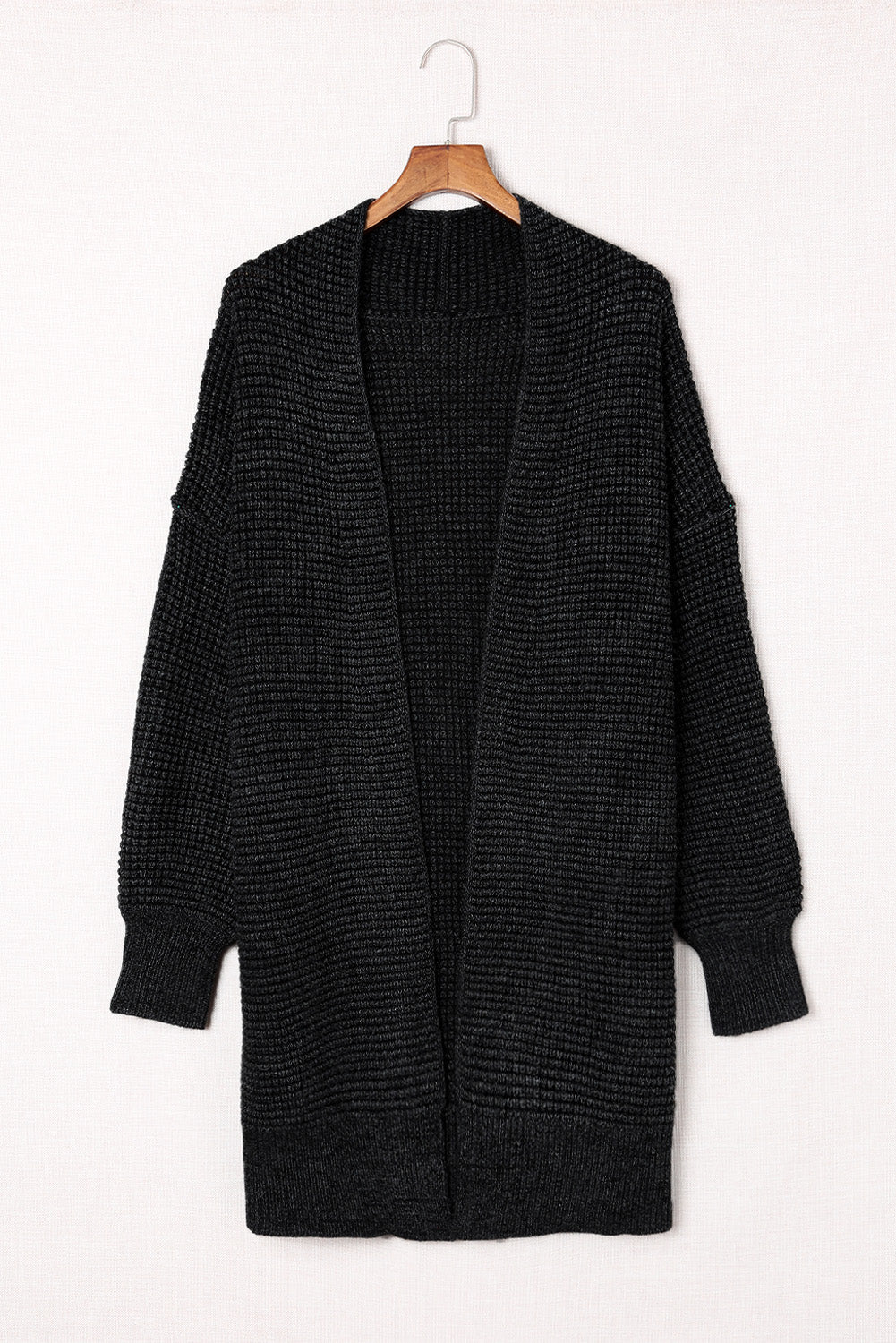 Heathered Open Front Longline Cardigan-Mope's Closet