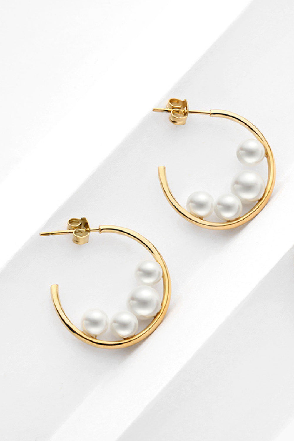 Can't Stop Your Shine Pearl C-Hoop Earrings-Mope's Closet