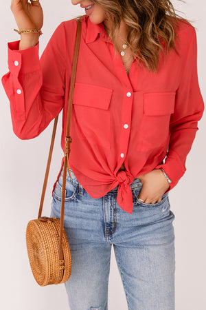 Button-Up Shirt with Pockets-Mope's Closet