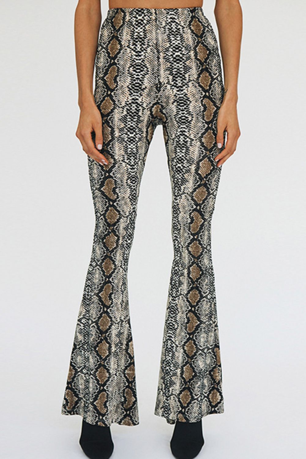 Snakeskin Print Flare Pants-Mope's Closet