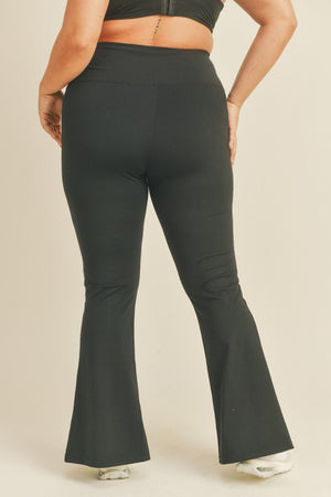 Kimberly C Full Size Slit Flare Leg Pants in Black-Mope's Closet