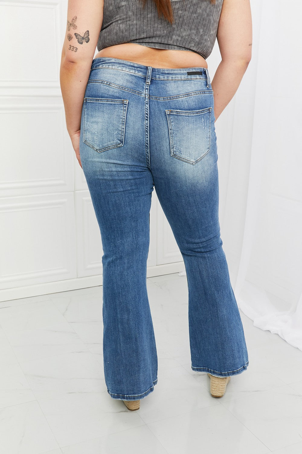 RISEN Full Size Iris High Waisted Flare Jeans-Mope's Closet