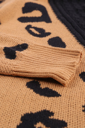 Leopard Block Turtleneck Sweater-Mope's Closet