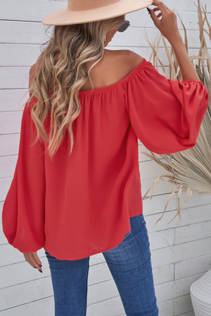 Off-Shoulder Balloon Sleeve Top-Mope's Closet