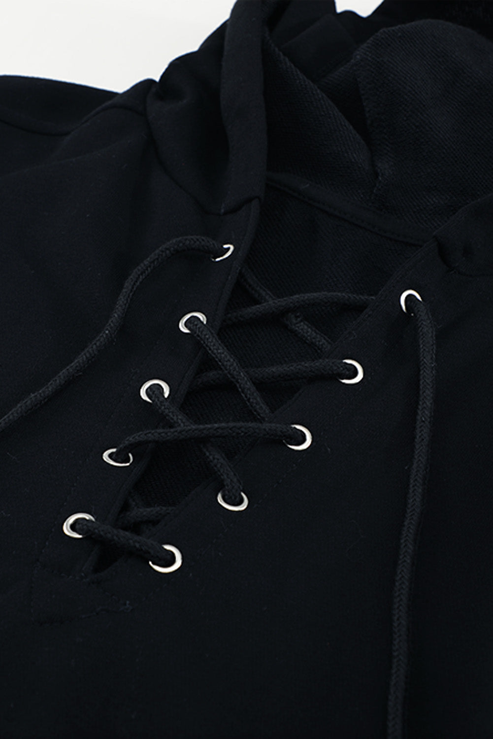 Lace-Up Dropped Shoulder Hoodie-Mope's Closet