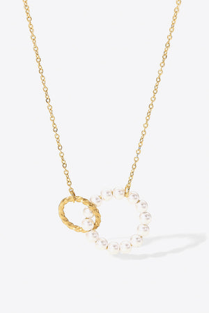 Pearl Hoop Link Pendant Necklace-Mope's Closet