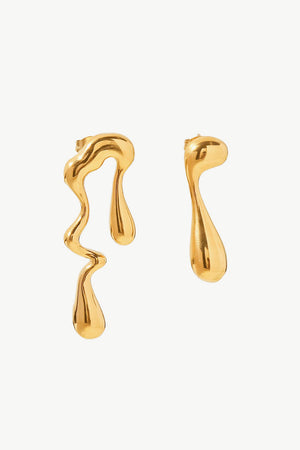 18K Gold Plated Geometric Mismatched Earrings-Mope's Closet