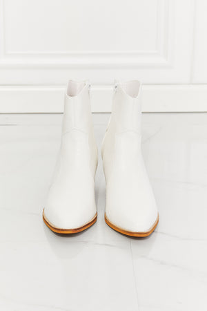 MMShoes Watertower Town Faux Leather Western Ankle Boots in White-Mope's Closet