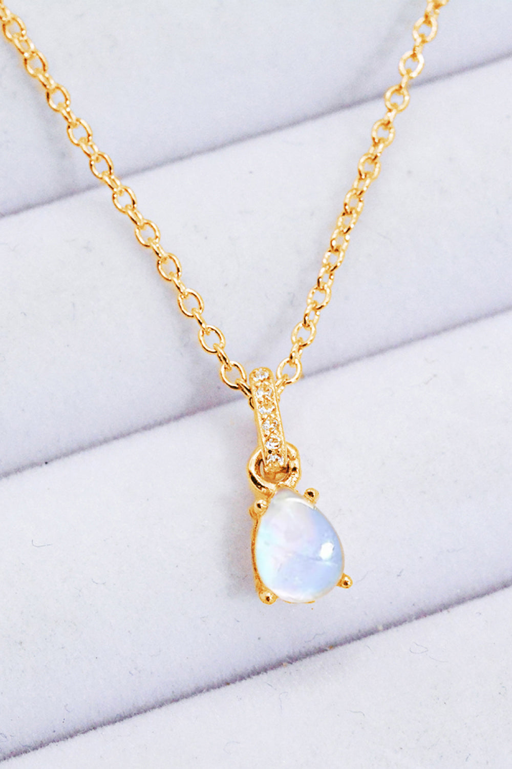 Moonstone Teardrop Pendant Necklace-Mope's Closet