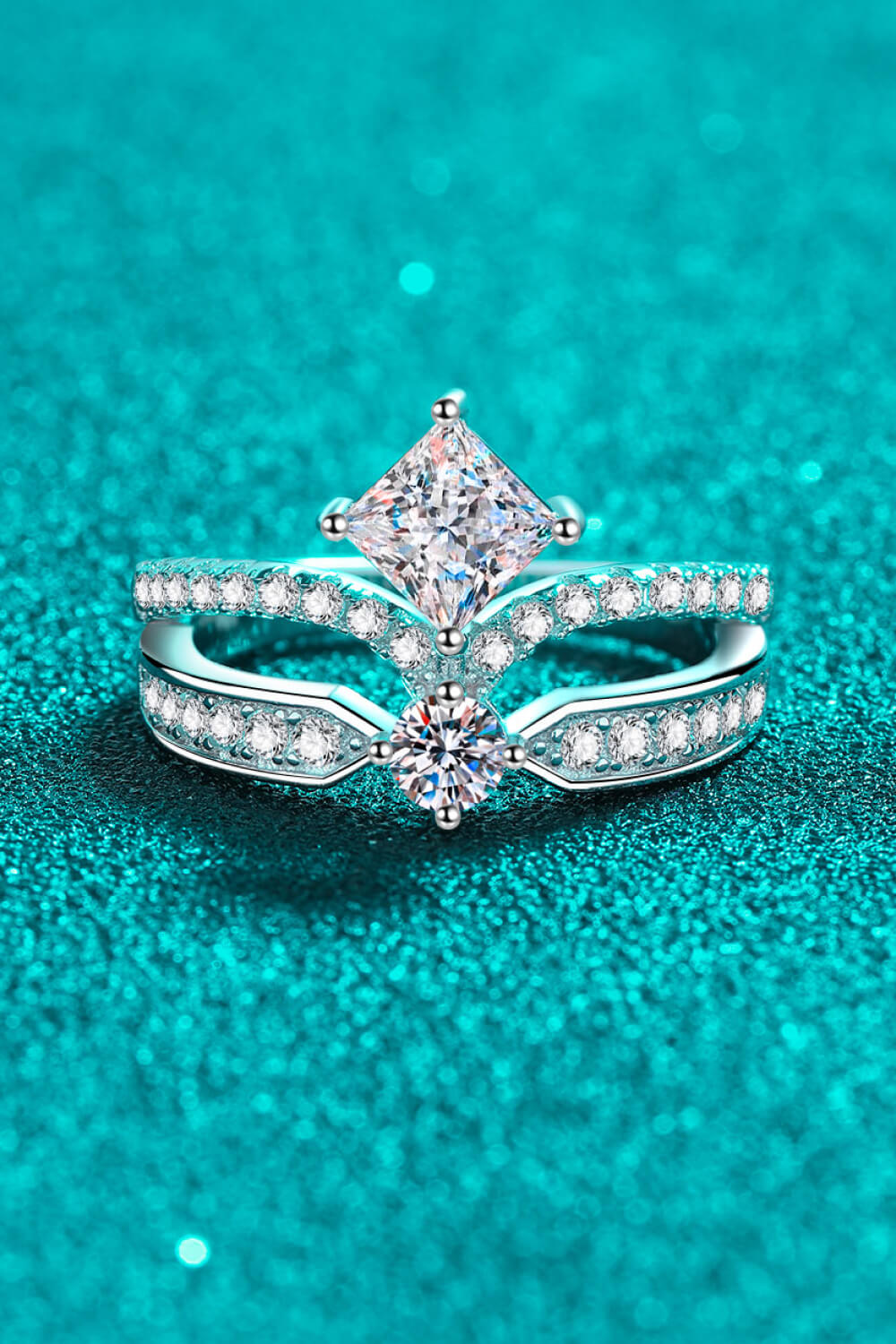 925 Sterling Silver Moissanite Crown Ring-Mope's Closet