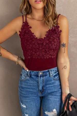 Lace Double Spaghetti Strap Cami Top-Mope's Closet