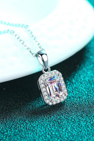 Square Moissanite Pendant Chain Necklace-Mope's Closet